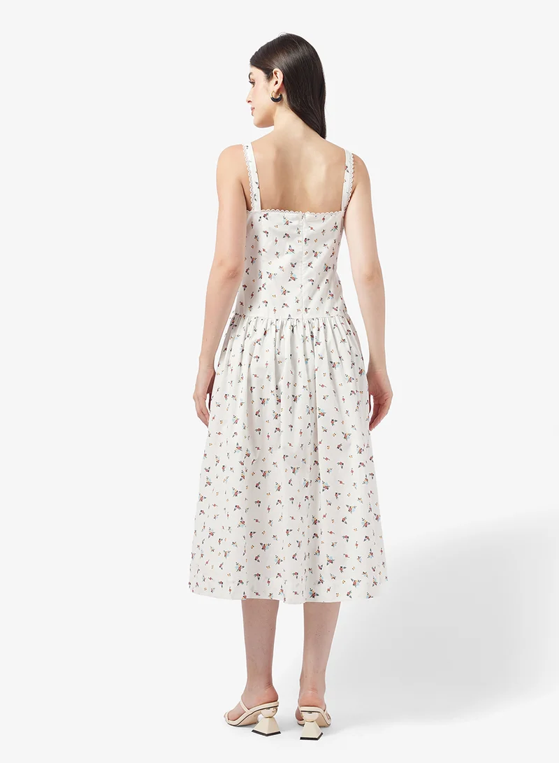 كولكتيف ذي لايبل فستان ميدي بحمالات مزين بالزهور